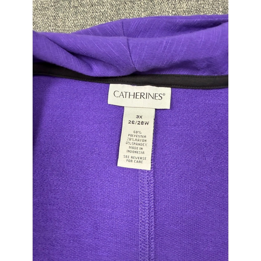 Catherines Purple Open Front Slub Knit Cardigan Jacket 3X 26/28W NWT Pockets - Picture 4 of 6